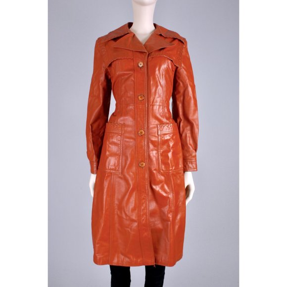 M Vintage 70s Lambskin Leather Mod Trench Coat - Picture 9 of 12